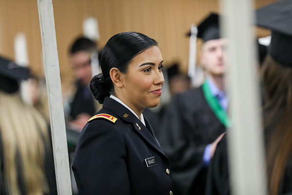 Military student at commencement